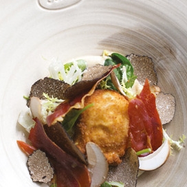 photo de la recette oeuf frit aux cèpes et aux truffes uncinatum