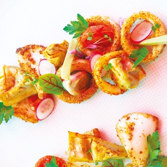 photo de la recette artichauts encornets et tomates cerises