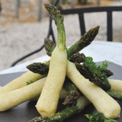 Recette Mikado d'asperges croustillantes de Jean-Luc Rocha