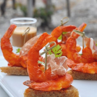 Recette Gambas, Piquillos et Jabugo de Jean-Luc Rocha