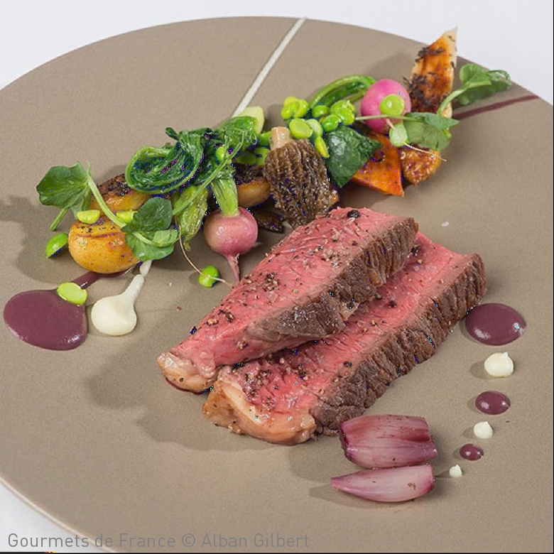 photo de la recette avec la cote de boeuf legumes et sauce bordelaise