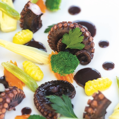 Recette de Daube de Poulpe à la Gassinoise, Gnocchis de pomme de terre et Safran par Sylvain HUMBERT