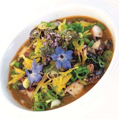 Recette de Mitonnée de petits Poulpes, piment d’Espelette et Risotto “Carnaroli” au Citron par Sylvain HUMBERT