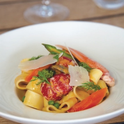 Recette de Pâtes au Homard, Printanière de Légumes par Jérôme LARMAT