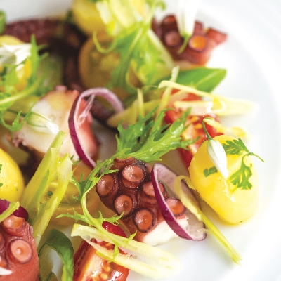 Recette de Salade tiède de Poulpe roche par Geoffrey POËSSON