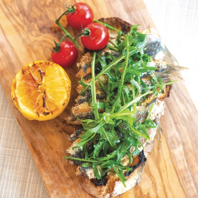 Recette tartine de sardines et caviar d'aubergine de Nicolas CANTREL