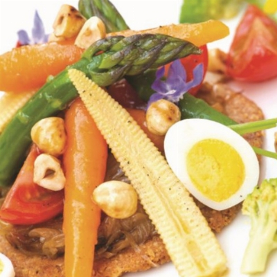 Recette Tarte sablée aux noisettes du piémont et légumes croquants